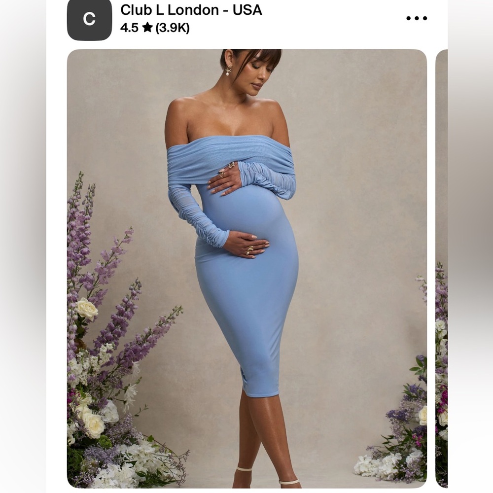 CLUB L LONDON Powder Blue Ruched Maternity Dress